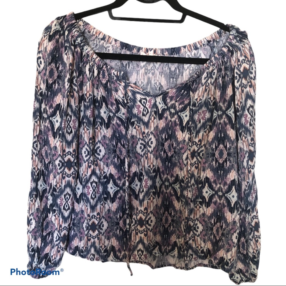 Love Stitch long sleeve blouse graphic print blue